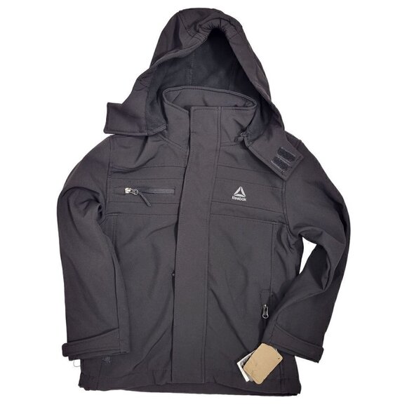 NWT Reebok Kids Outer Shell Only Extreme Weather Hooded Black Jacket Size 7 - Picture 1 of 16